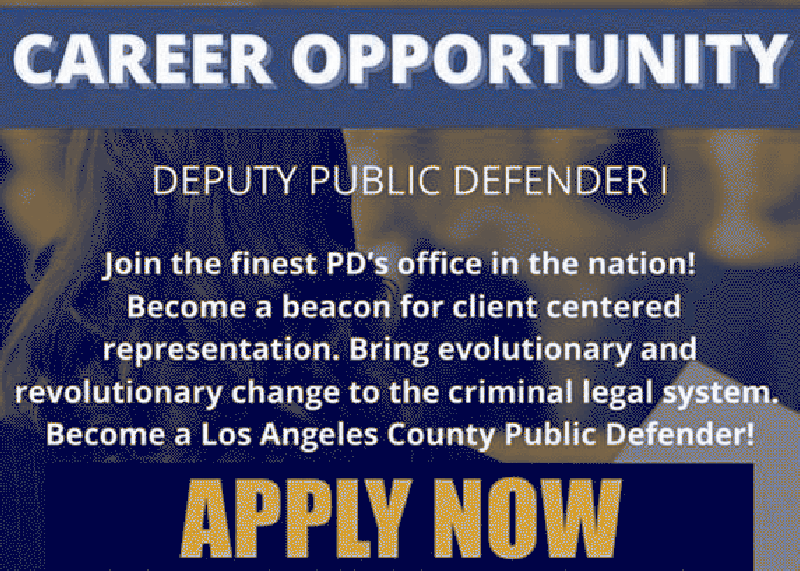 Picture of a flyer that says career opportunity for a deputy public defender