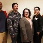 Juvenile Division CARE social workers and their supervisor, from left: Matt Hernandez, Alonso Fuente, Natalie Rojano-Jenkins, Suzie Oh (supervisor), and Katherine Ceron.